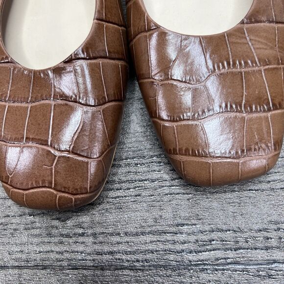 Everlane The 90's Flat Shoe 100% Brown Leather Croc Embossed Women’s Sz 7 - Picture 3 of 15